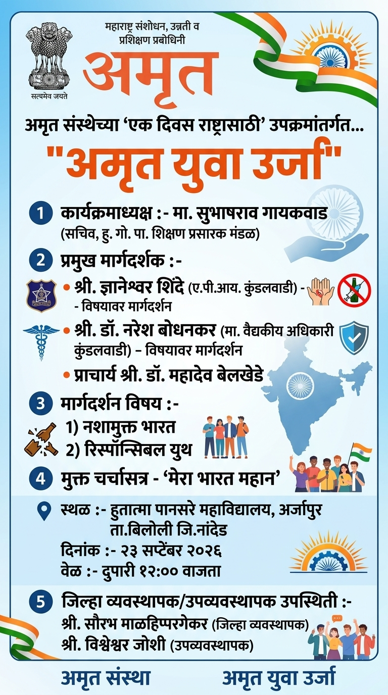 ​हुतात्मा पानसरे महाविद्यालयात घुमणार "अमृत युवा ऊर्जा"!