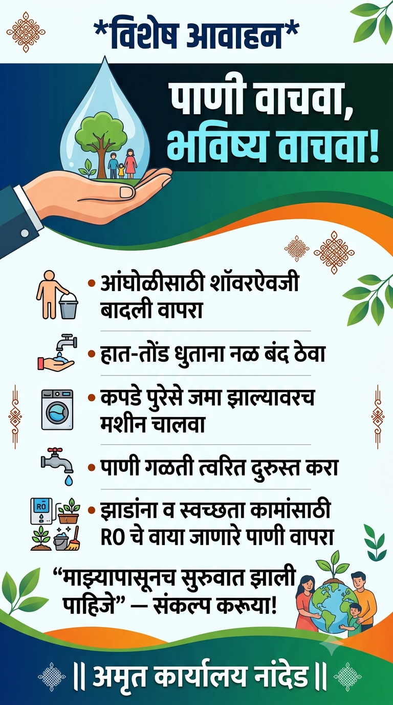 पाण्याचा अपव्यय टाळा, जीवनाला समृद्ध बनवा: आजची बचतच उद्याचे खरे संरक्षण!