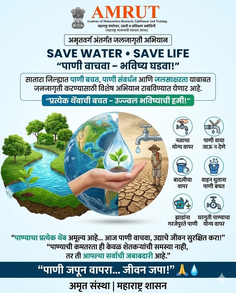 सातारा जिल्ह्यात अमृत संस्थेच्या वतीने 'जलजागृती अभियान'; शाळा व महाविद्यालयांमध्ये विशेष व्याख्यानांचे आयोजन